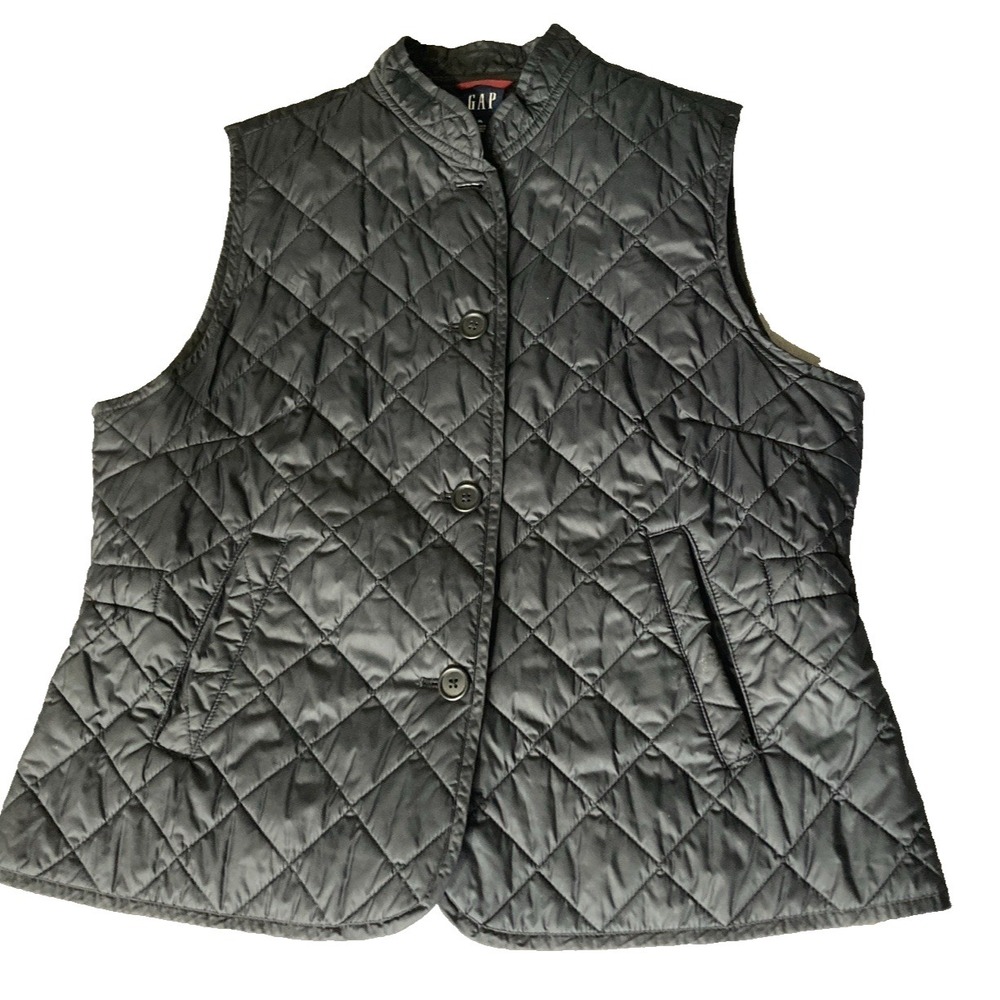 GAP Black Quilted Vest Women's XL‎